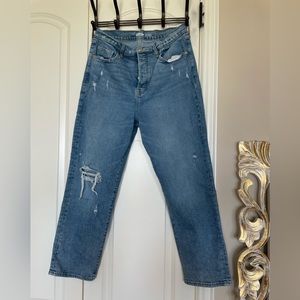 Old Navy extra high rise straight ankle ripped jeans